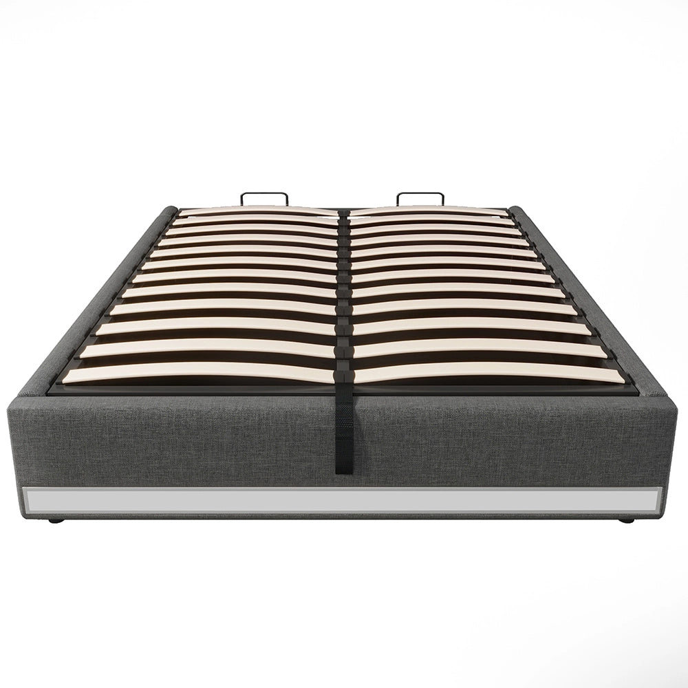 Letto contenitore - Xylo - 140x200 cm LED USB grigio