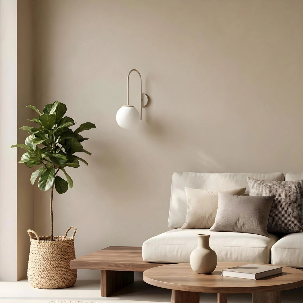 Applique da parete Cambridge beige sfera bianca E14 Luminex
