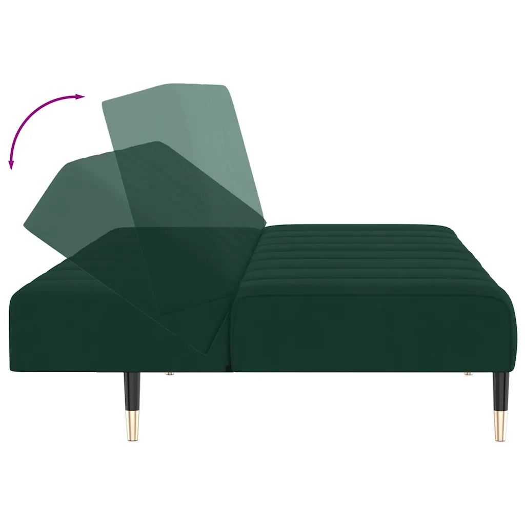 Divano Letto a 2 Posti Verde Scuro in Velluto 375876