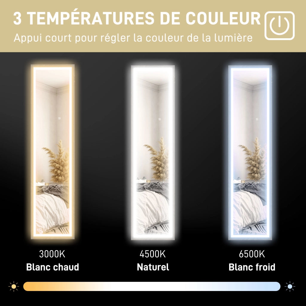 Specchio a Parete con Luce LED ¨C Minimal ¨C Grigio 40x160 cm