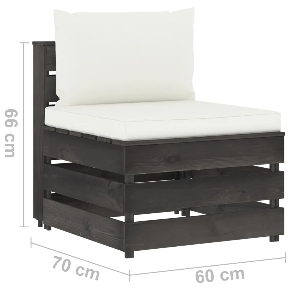 Divano Centrale Modulare con Cuscini-Sofa Modulare-Divanetto in Legno Impregnato Grigio 907084