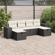 Set Divano da Giardino 6 pz con Cuscini Nero in Polyrattan 3325722