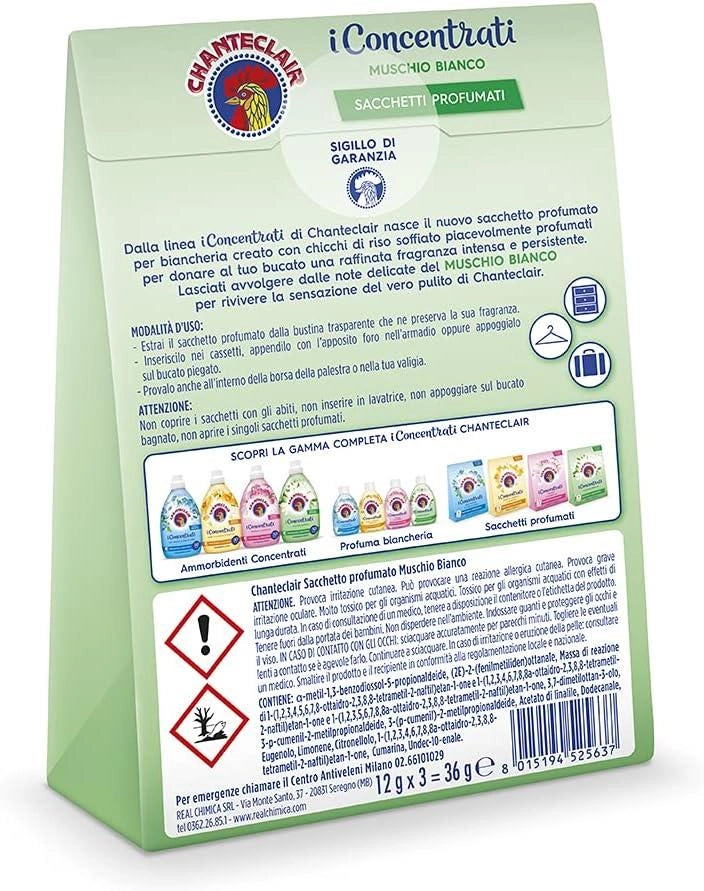 CHANTECLAIR I CONCENTRATI SACCHETTI PROFUMATI  3PZ MUSCHIO BIANCO INTENSI E RESISTENTI
