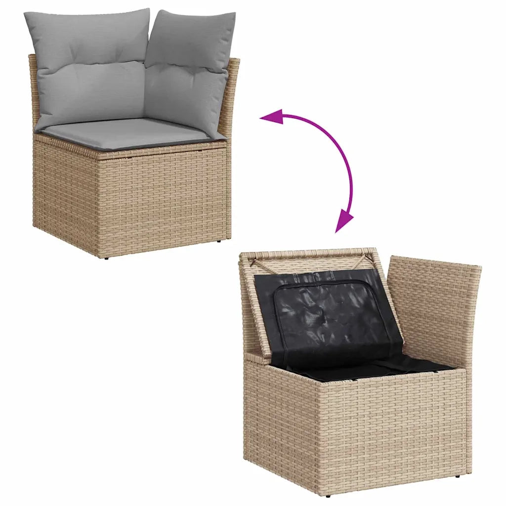 Set Divano da Giardino 11 pcs Beige e Grigio Chiaro polyrattan