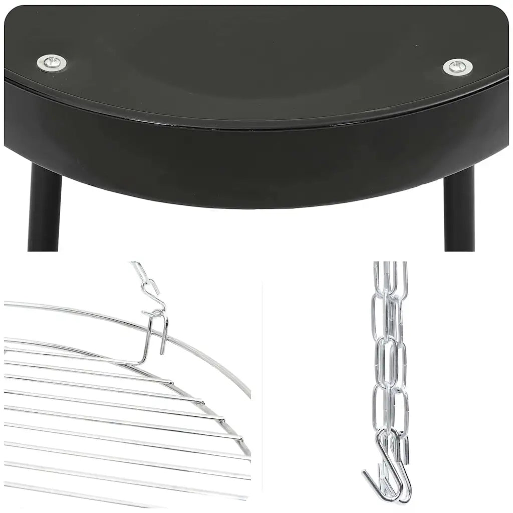 Treppiede da Campeggio 3 pcs Nero Acciaio 42010332