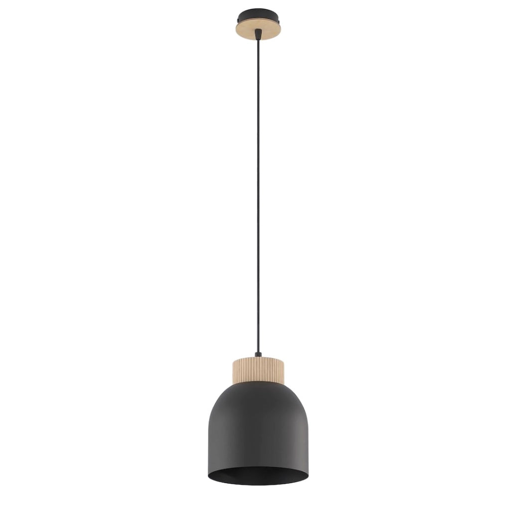 Lampada sospensione VIGO nera legno scandinava 1xE27 Emibig