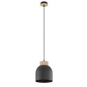 Lampada sospensione VIGO nera legno scandinava 1xE27 Emibig