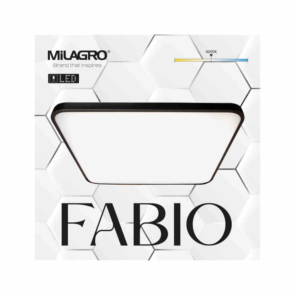 Plafoniera LED Milagro Fabio quadrata 47cm 35W nera