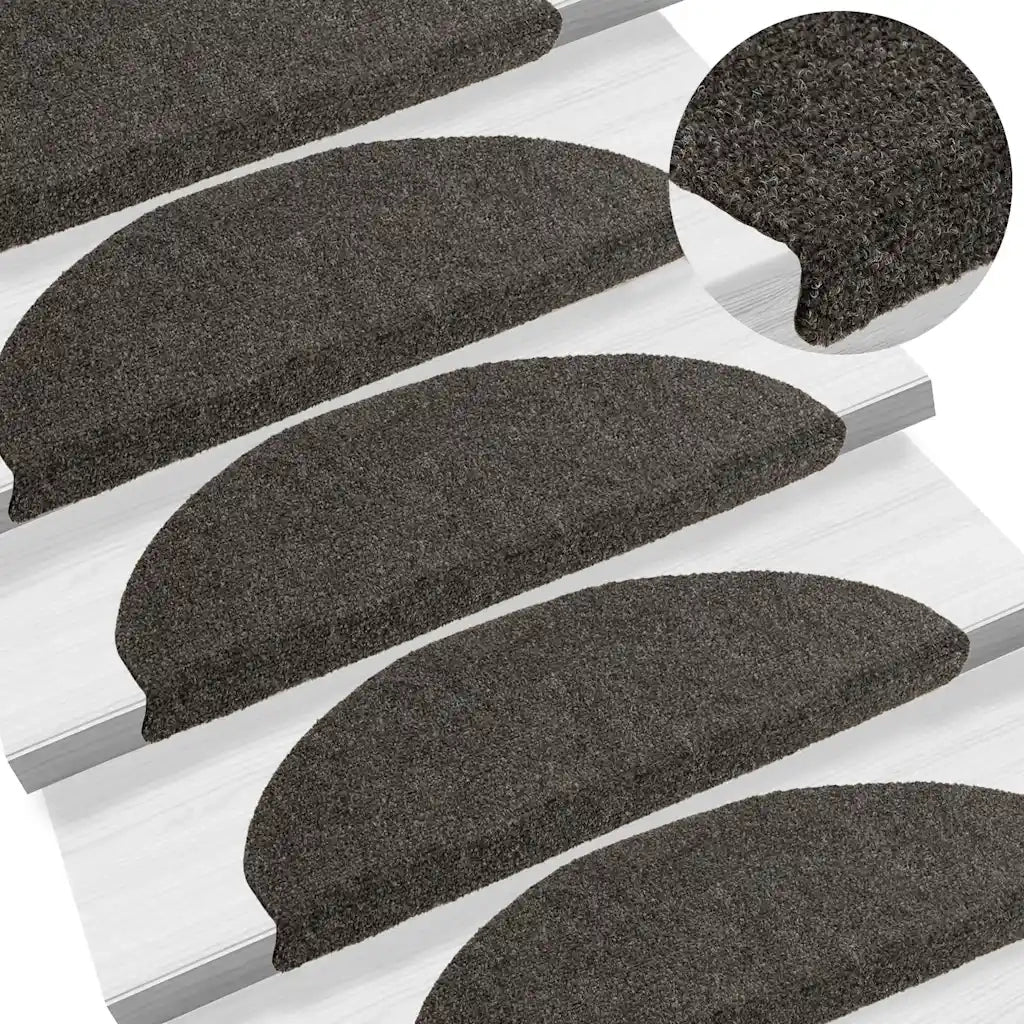 Tappetini per scale autoadesivi 30 pz 65x21x4 cm Antracite Semicircolari Grandi 3365663