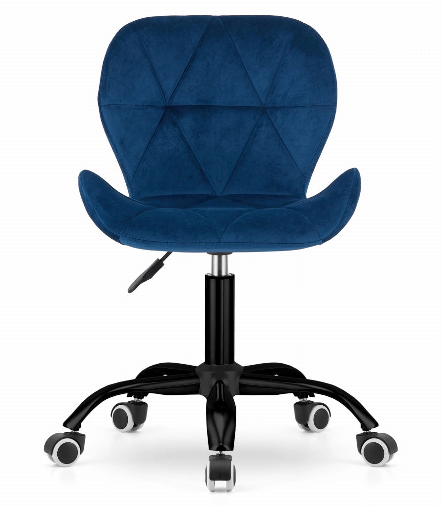 Sedia girevole in velluto Valora NOTO blu navy, design ergonomico