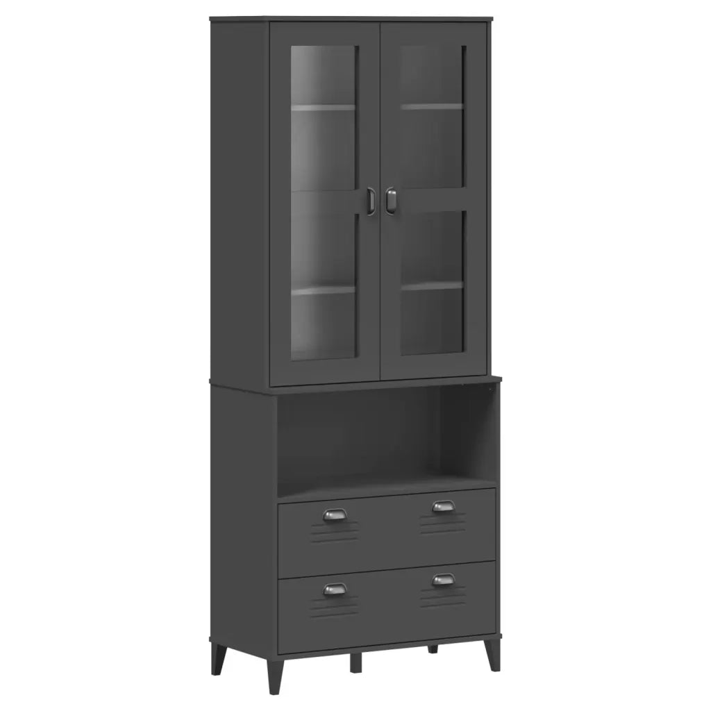 Credenza VIKEN Grigio Antracite 80x40x200cm Legno Massello Pino