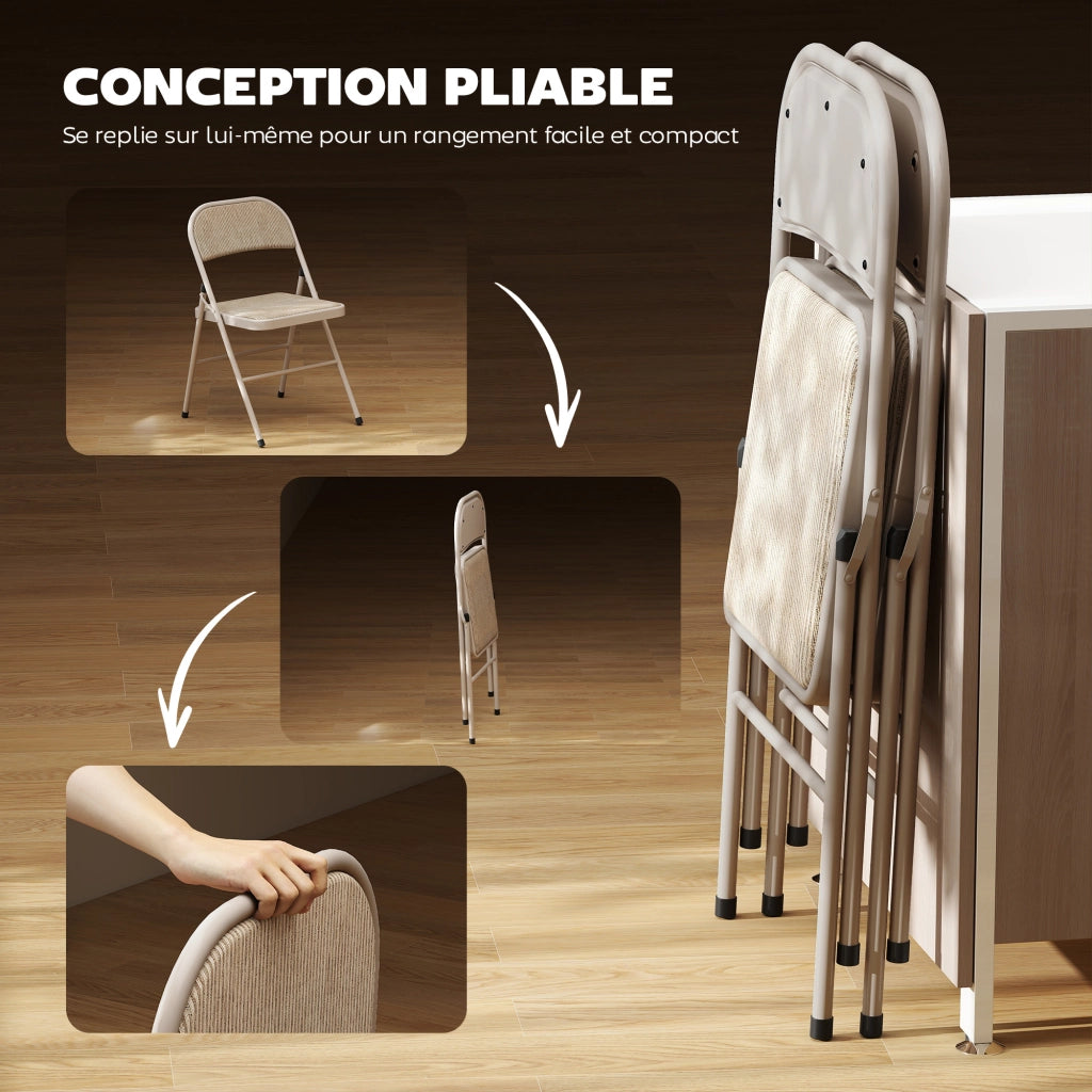 Sedia pieghevole da pranzo ¨C zephmum ¨C beige 45x46x78 cm