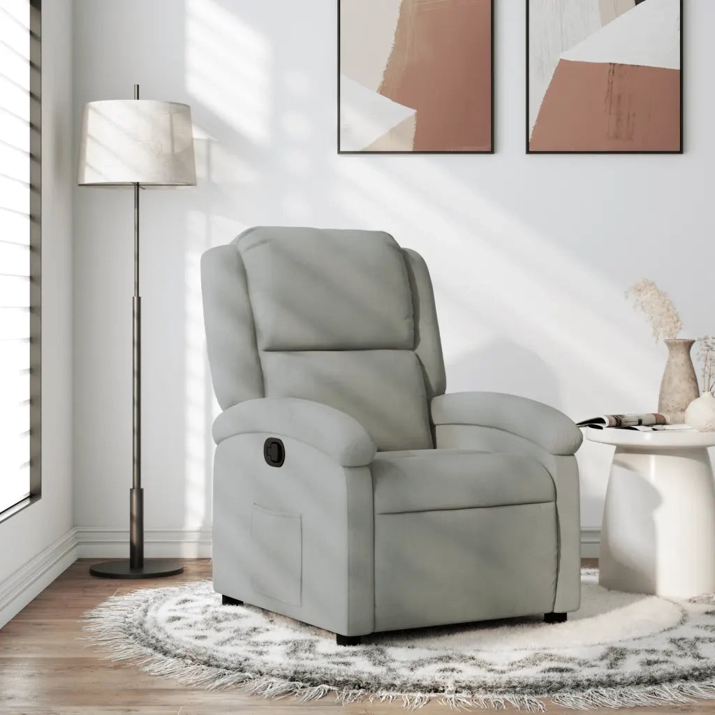 Poltrona | Sedia Relax reclinabile in velluto grigio chiaro