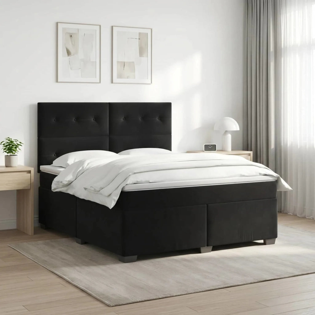 Letto box spring con materasso Nero 180 x 200 cm Velluto 3453694