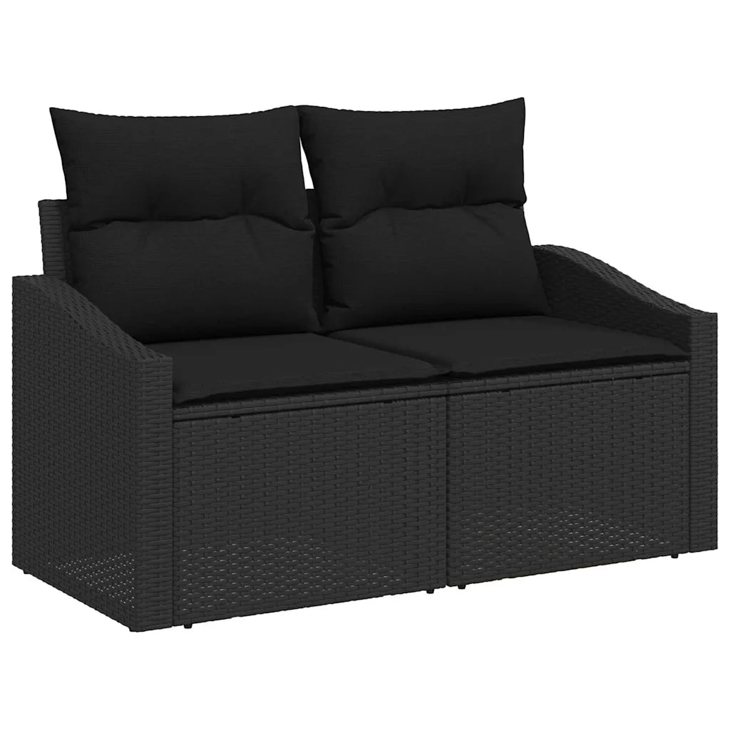 Set da Pranzo per Giardino con cuscino 8 pcs Nero e Marrone 3349869