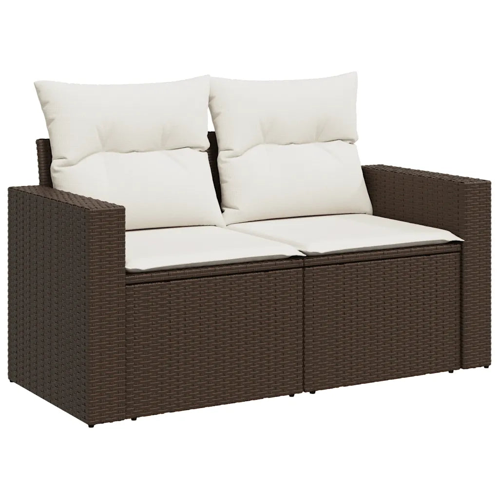 Set Divani da Giardino 10pz con Cuscini in Polyrattan Marrone 3219453