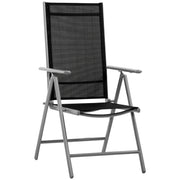 Sedia da Giardino Pieghevole 65x55x107 cm in Alluminio e Textilene Nera