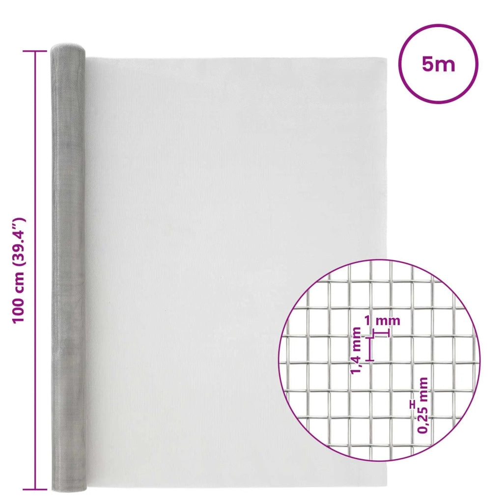 Rete per schermatura 100 x 500 cm 18 Mesh Argento 42039620