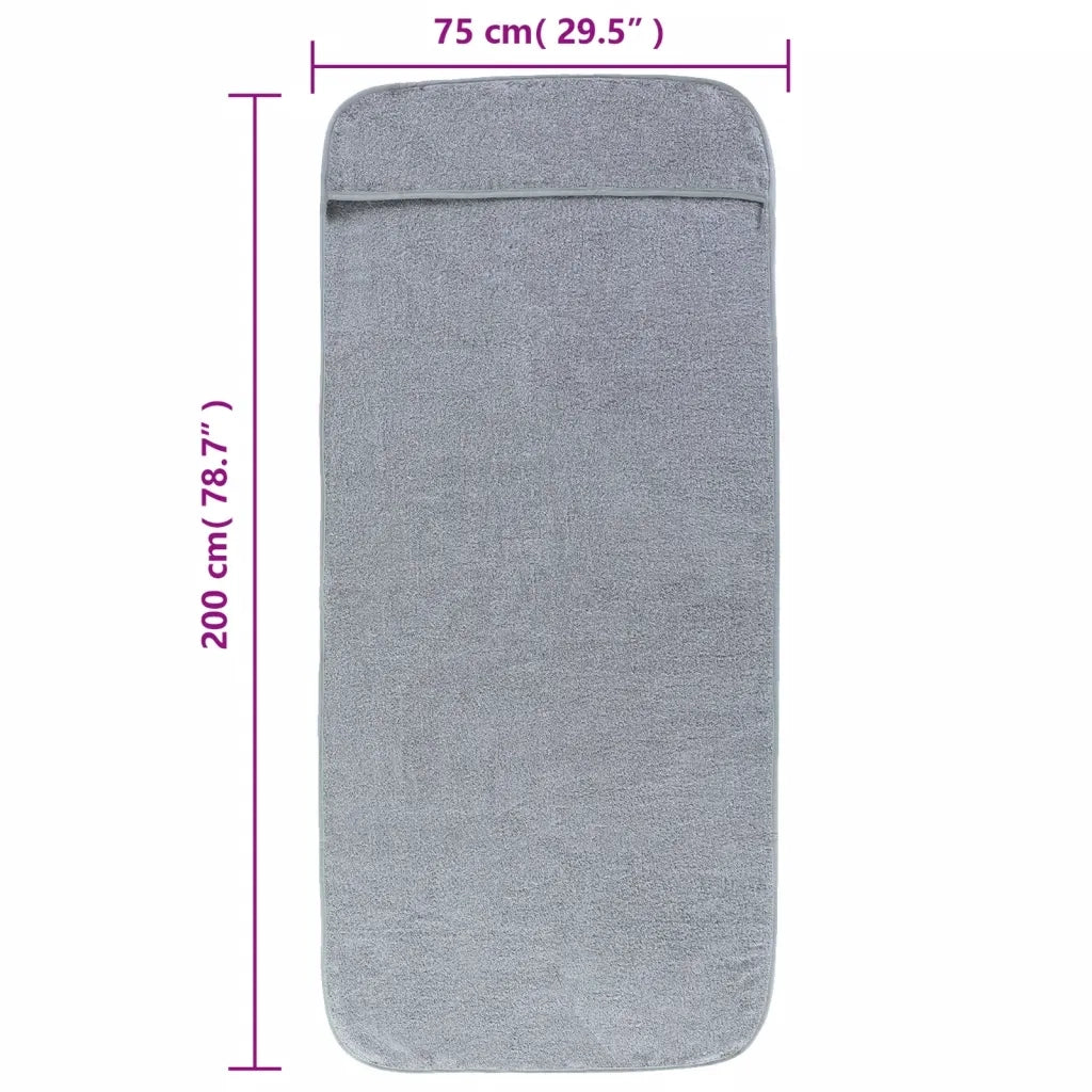 Asciugamani da Spiaggia 2 pz Grigi 75x200 cm in Tessuto 400 GSM 362672