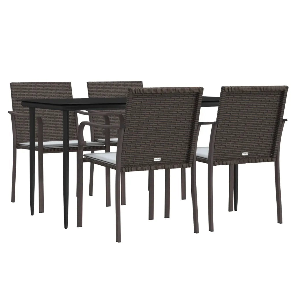 Set Pranzo da Giardino 5pz con Cuscini in Polyrattan e Acciaio 3186941