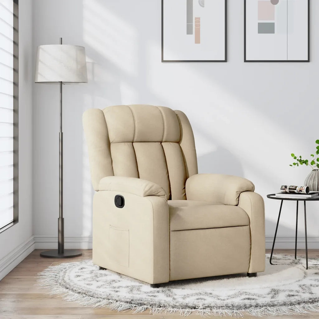 Poltrona | Sedia Relax Reclinabile in Tessuto Crema