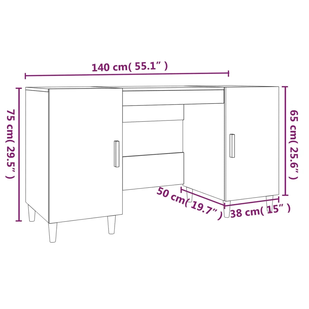 Scrivania | Tavolo da Ufficio Grigio Sonoma 140x50x75 cm in Legno Multistrato
