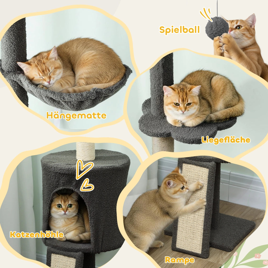 Albero gatto con amaca e cesta ¨C Minimal ¨C Grigio