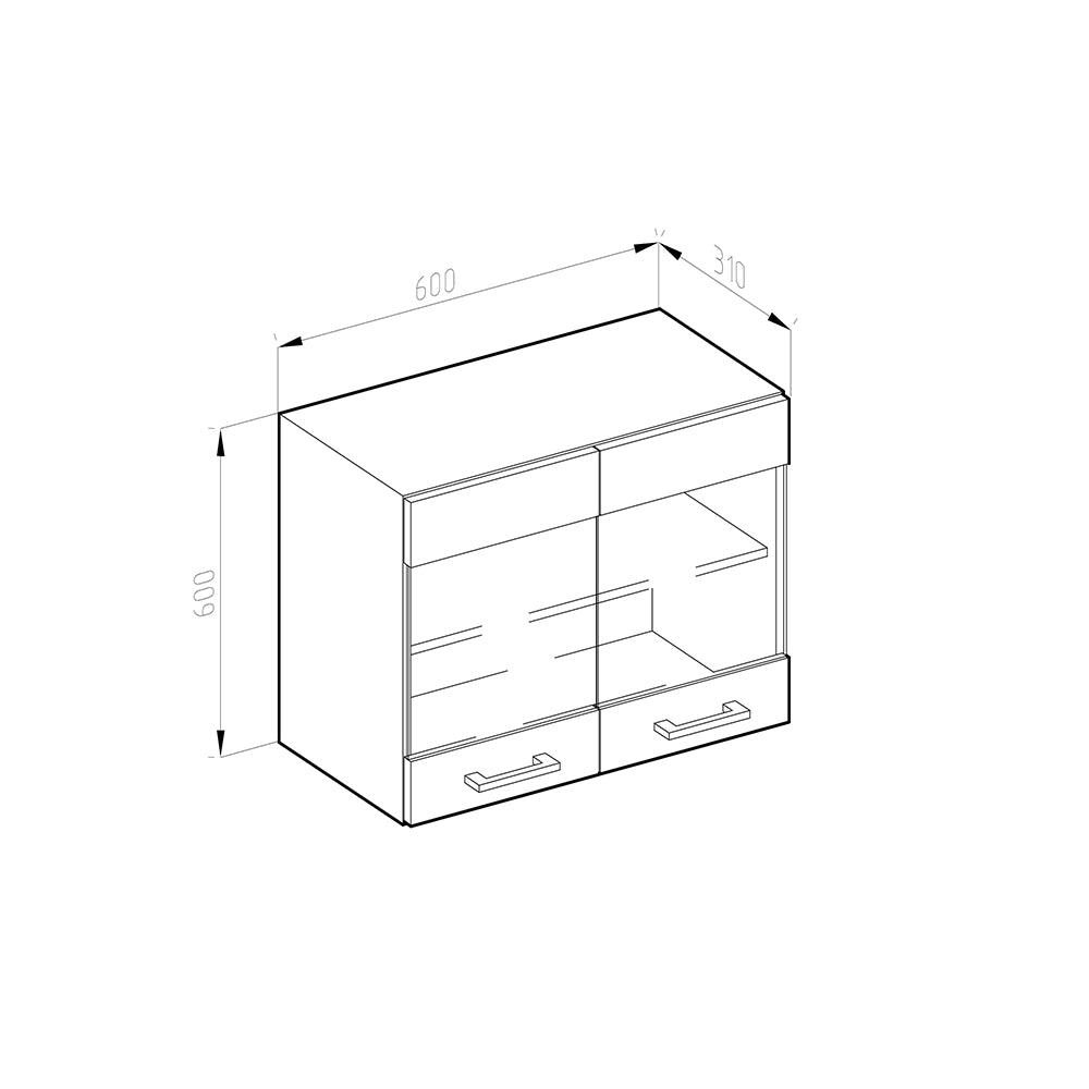 Mobile da cucina in vetro R-Line Sonoma/Bianco 60 cm Vicco