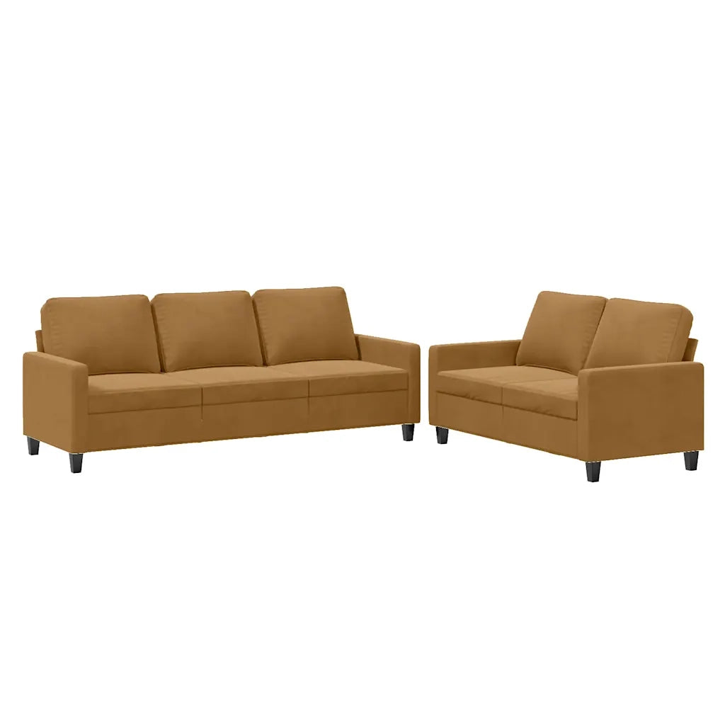Set di Divani 2 pz con Cuscini Marrone in Velluto 3201523