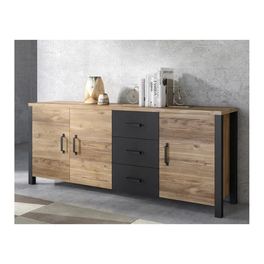 Buffet XL DARWIN – 190 cm in abete e nero opaco