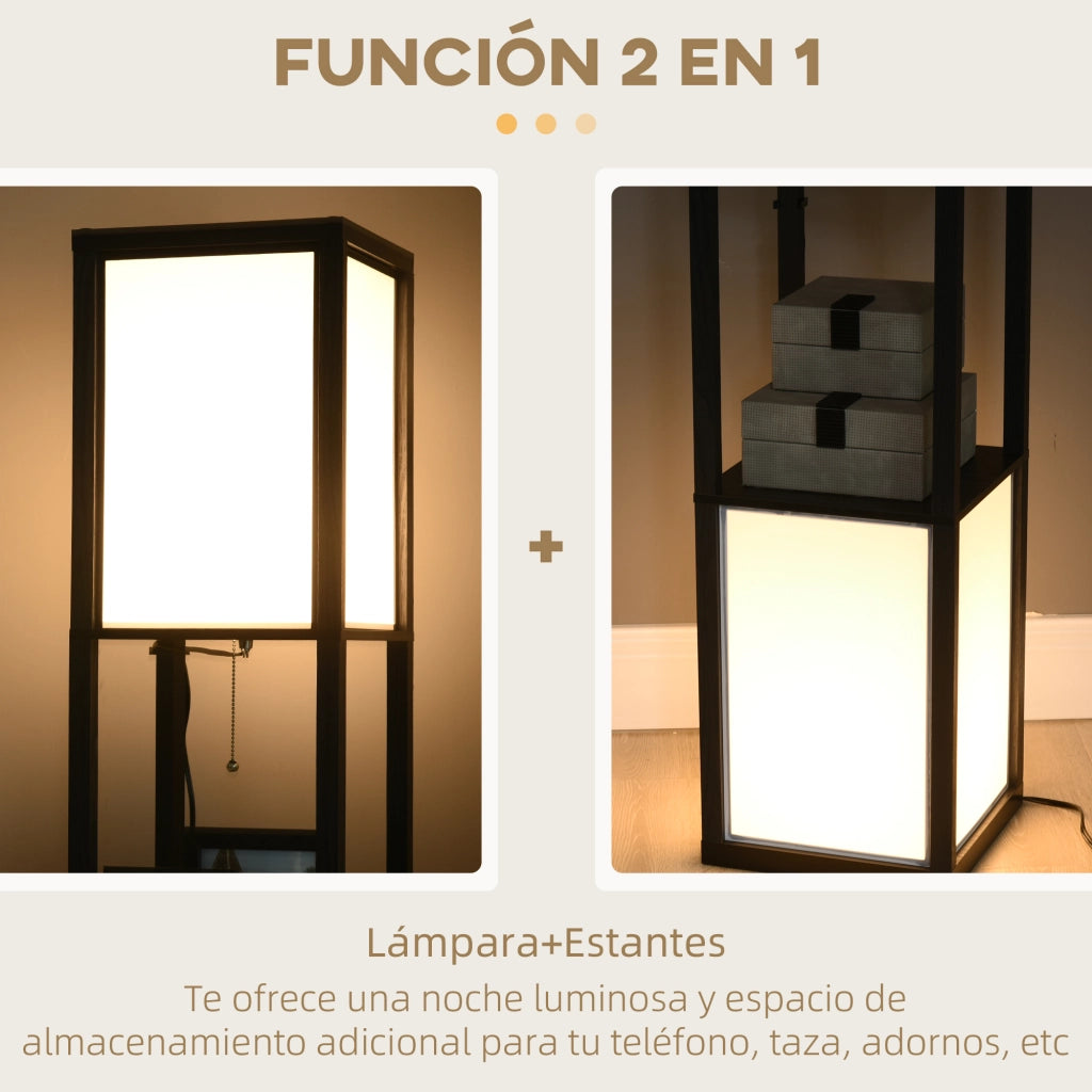 Lampada da Terra con Scaffale ¨C Minimal ¨C Nero e Bianco 26x26x156 cm