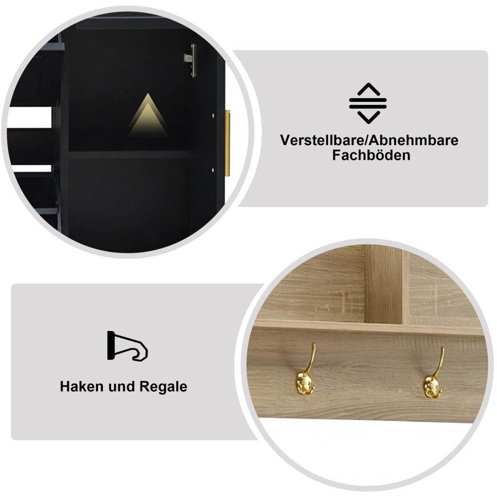 ARMADIO DA INGRESSO Set da 4 pezzi 130x35x166 cm Naturale e Nero