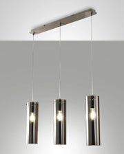 Lampada a Sospensione Sintesi in Metallo e Vetro Soffiato Fumé, 3x E27, Design Moderno ed Elegante per Illuminazione d'Interni IP20