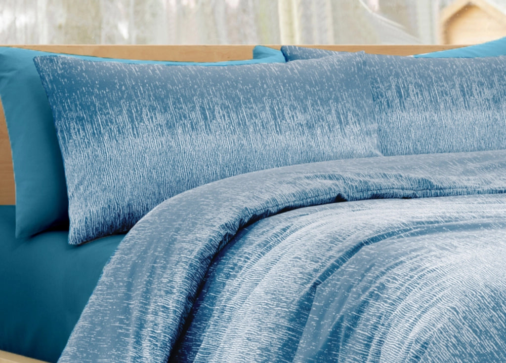 Copripiumino Sacco Piumone 100% Cotone Made In Italy Disegno Drops - Singolo - Ottanio