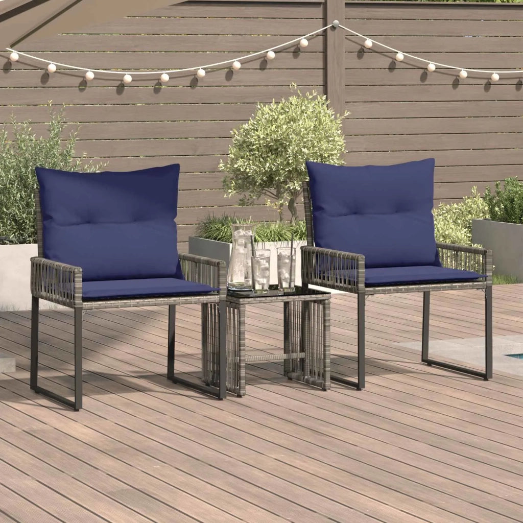 Set di Mobili da Esterno 7 pcs Grigio e Blu Navy polyrattan 42025158