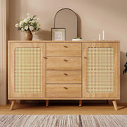 Buffet Commode con rotin - Xylo - 4 cassetti 2 ante scaffali regolabili