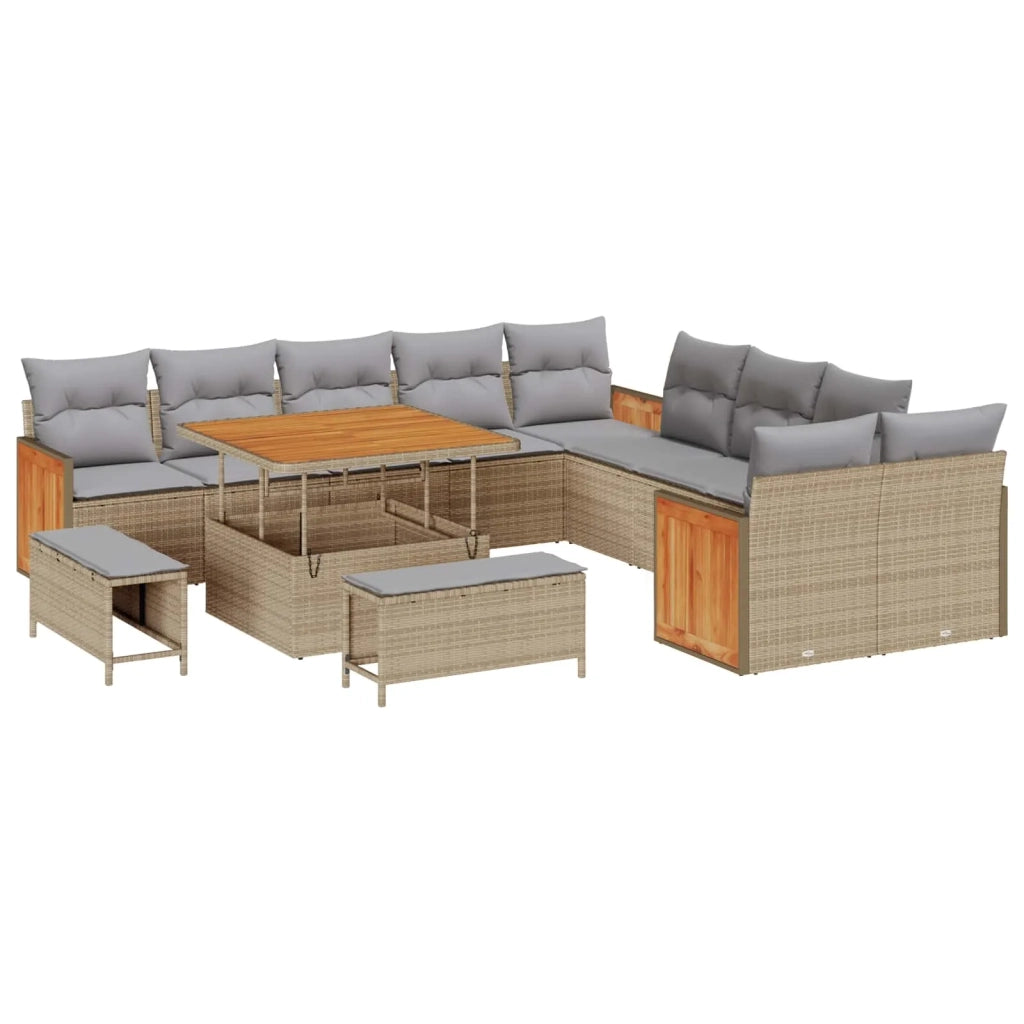 Set Divano da Giardino con cuscino 13 pcs Beige e Grigio Chiaro 3363227