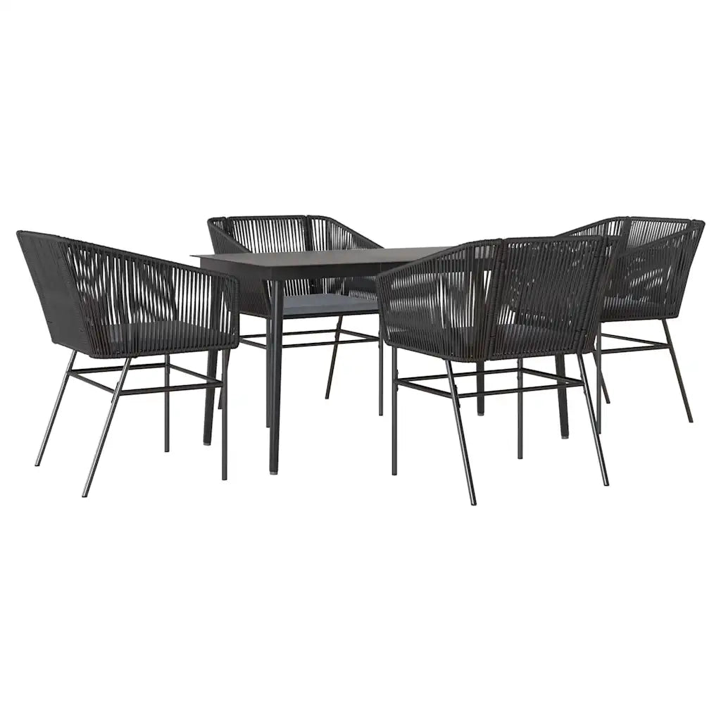 Set da Pranzo da Giardino con Cuscini 5 pz Polyrattan Vetro 3334515