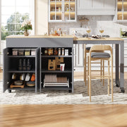 Tavolo allungabile con 6 vani contenitore in MDF grigio per cucina e sala da pranzo 118 × 50 × 94 cm
