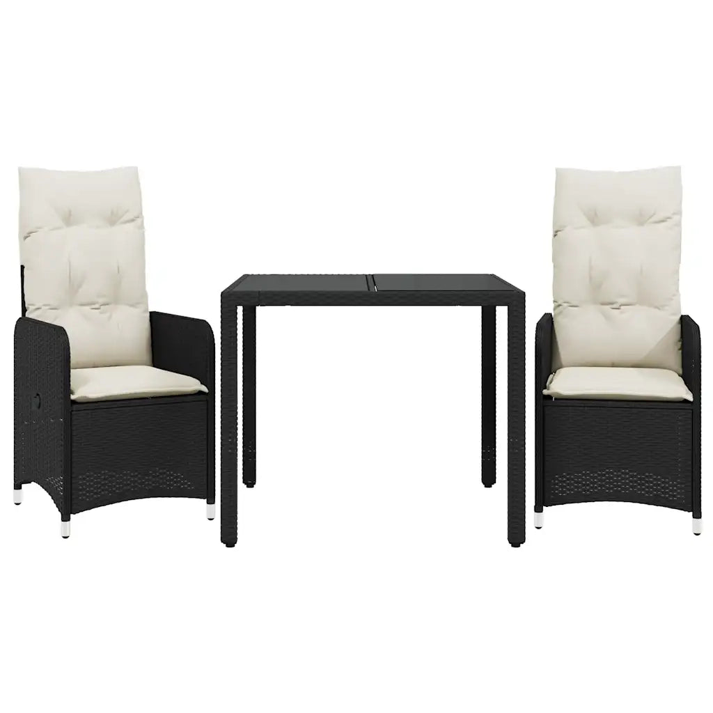 Set Bistrò da Giardino 3 pz con Cuscini in Polyrattan Nero 3276987