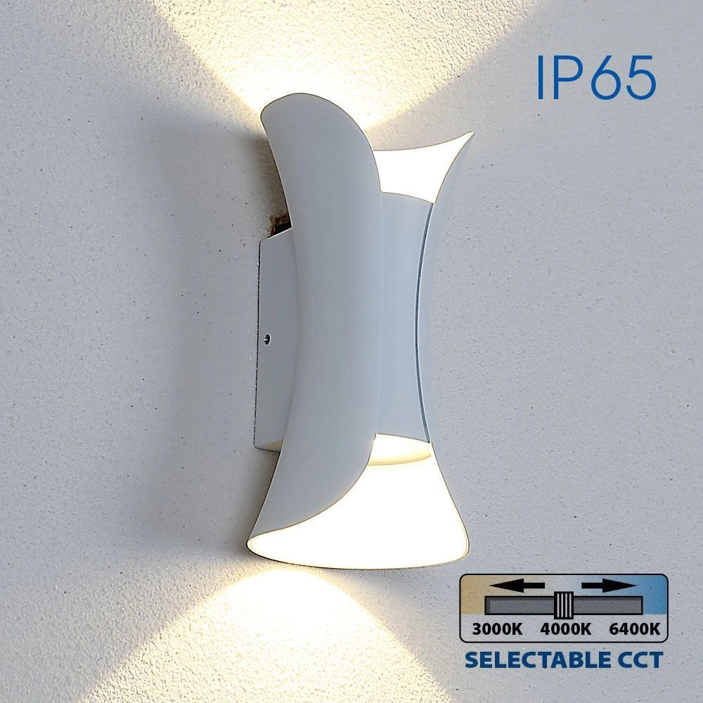 BOSTON Applique murale doppio fascio IP65 10w tecnologia LED CCT 3 tonalita di luce lampada parete UP DOWN balcone facciate 230V BIANCO