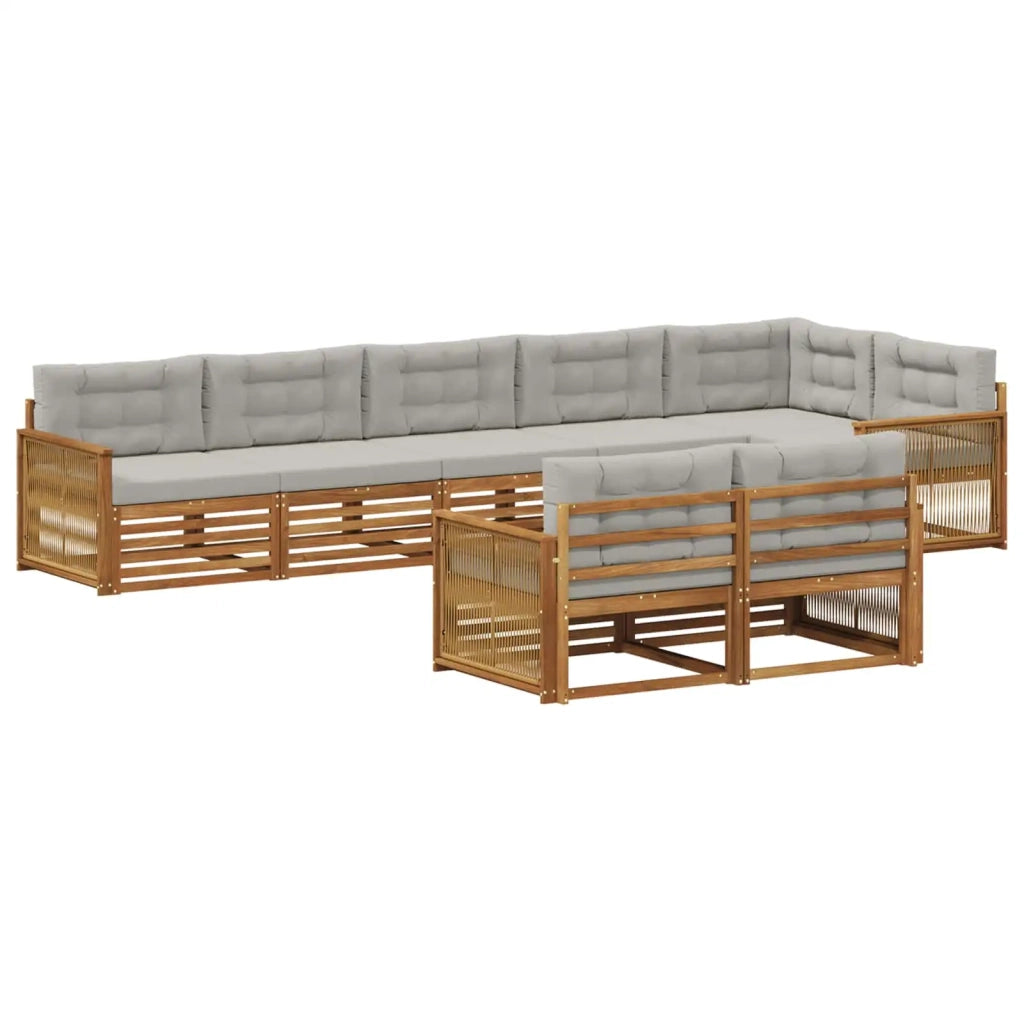 Set di divani da esterno 8 pcs Naturale e Grigio Chiaro 3383509