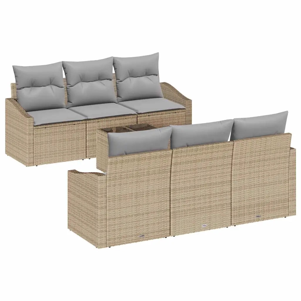 Set di divani 7 pcs Beige e Grigio Chiaro polyrattan