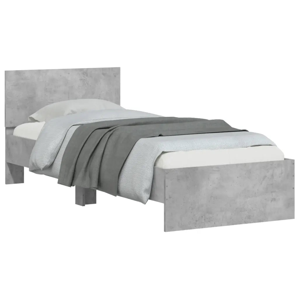 Giroletto con Testiera e LED Grigio Cemento 90x190 cm 838837