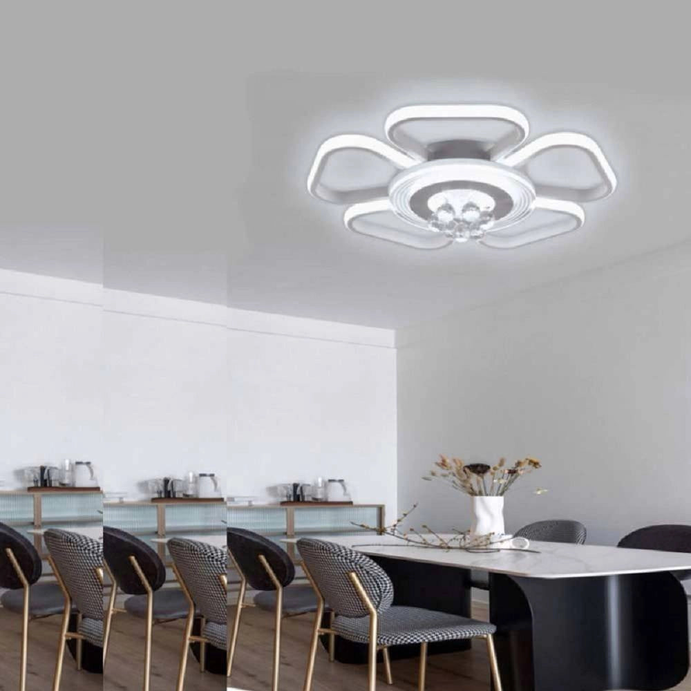 Trade Shop - Plafoniera Led 50w Forma Fiore Con Pendenti Moderna Luce 6500k 3000k 4000k C42-b -