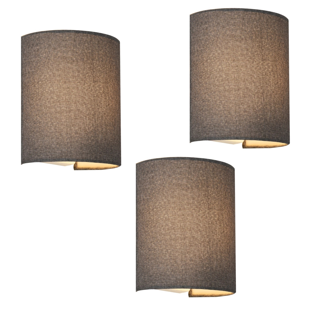 Set Brüssel di 3 Applique per Interni con Paralume Semicilindrico Grigio lux.pro