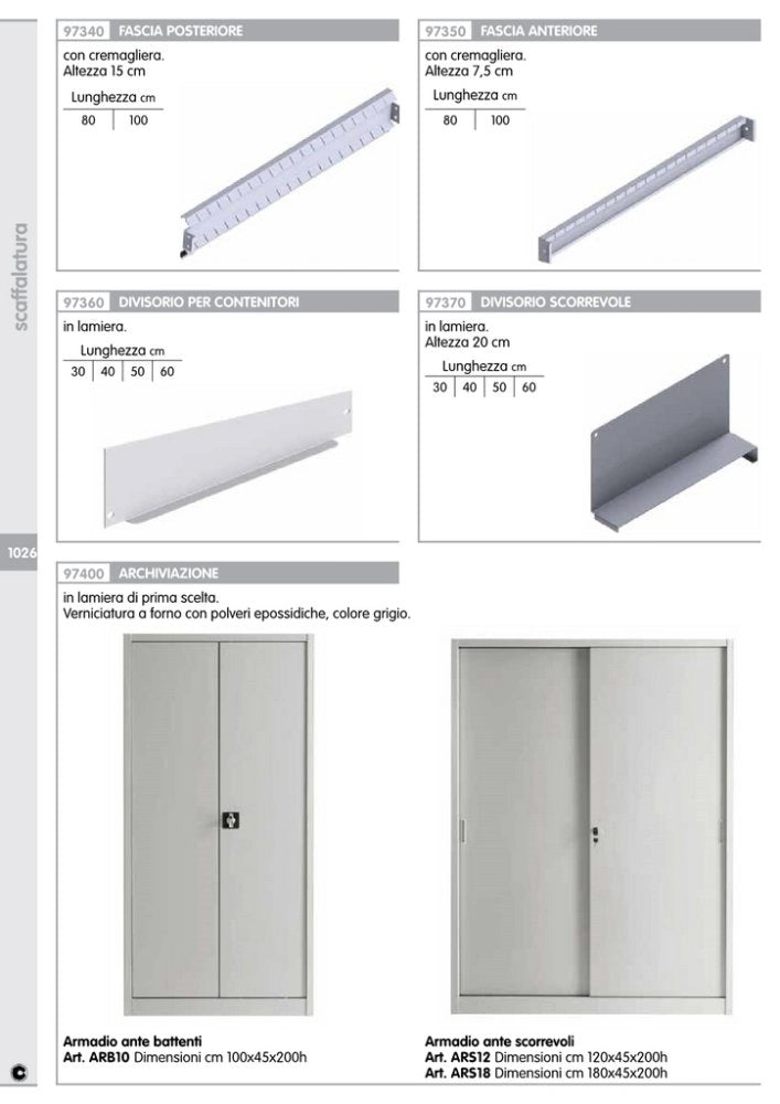 1pz metallo-armadio per ufficio ars12 dimensioni cm 120x45x200h colore grigio cod:ferx.11601