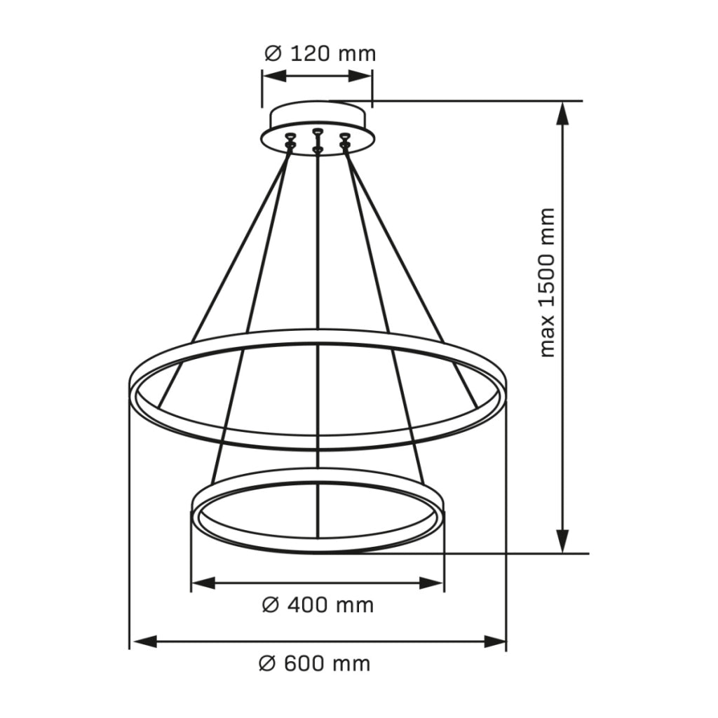 Lampada sospensione LED Polux Lea doppio anello oro 35W