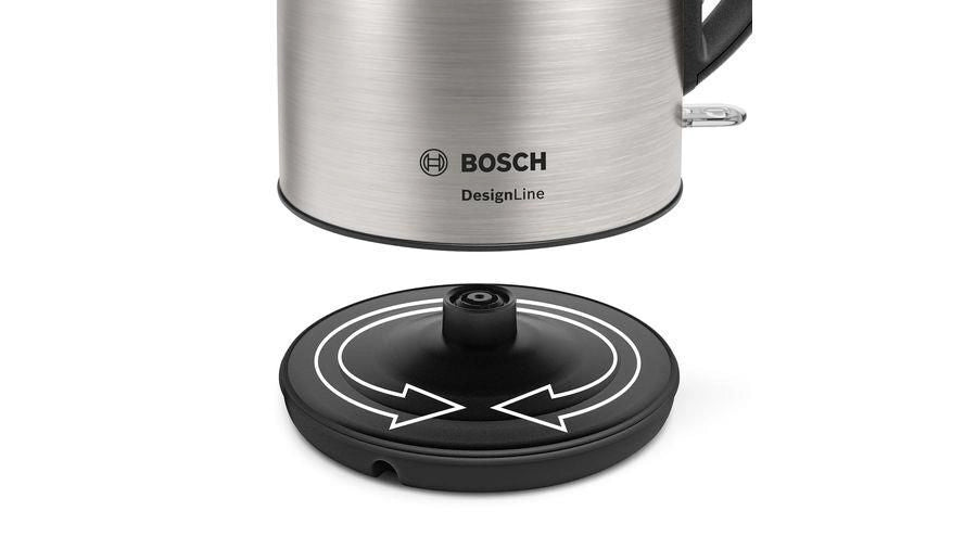 Bosch TWK3P420 Bollitore Elettrico 1.7 L 2400 W Spegnimento Automatico Filtro Anticalcare Base 360° colore Nero Acciaio Inox