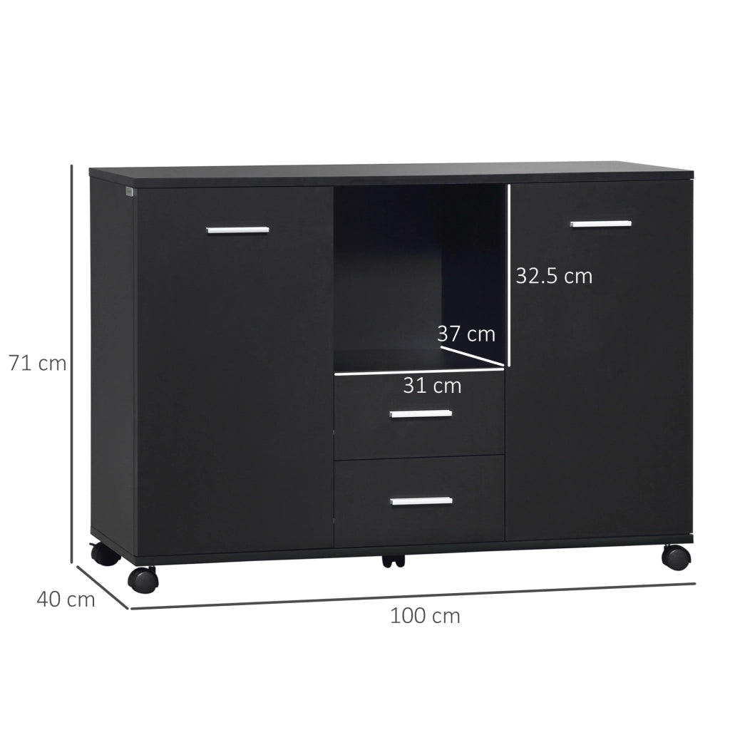 Armadio per Ufficio con Ruote ¨C Minimal ¨C Legno Nero 100x40x71